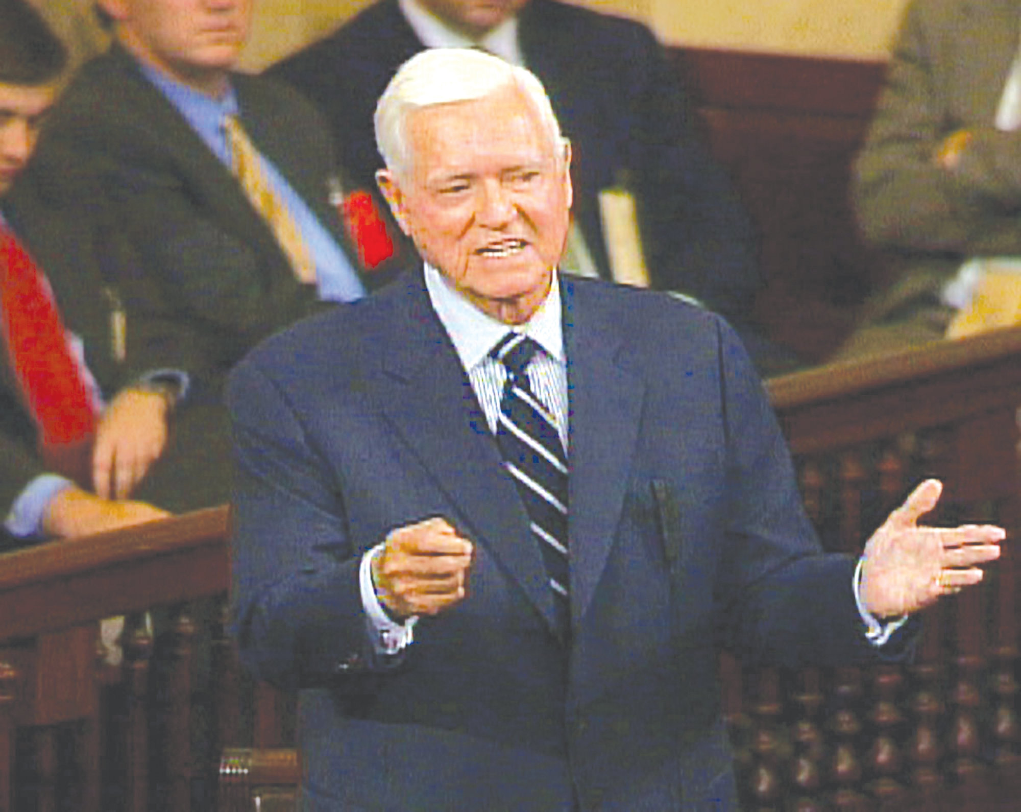 Sen. Ernest "Fritz'' Hollings, D-S.C., addresses the Senate in  2004 on Capitol Hill in Washington.