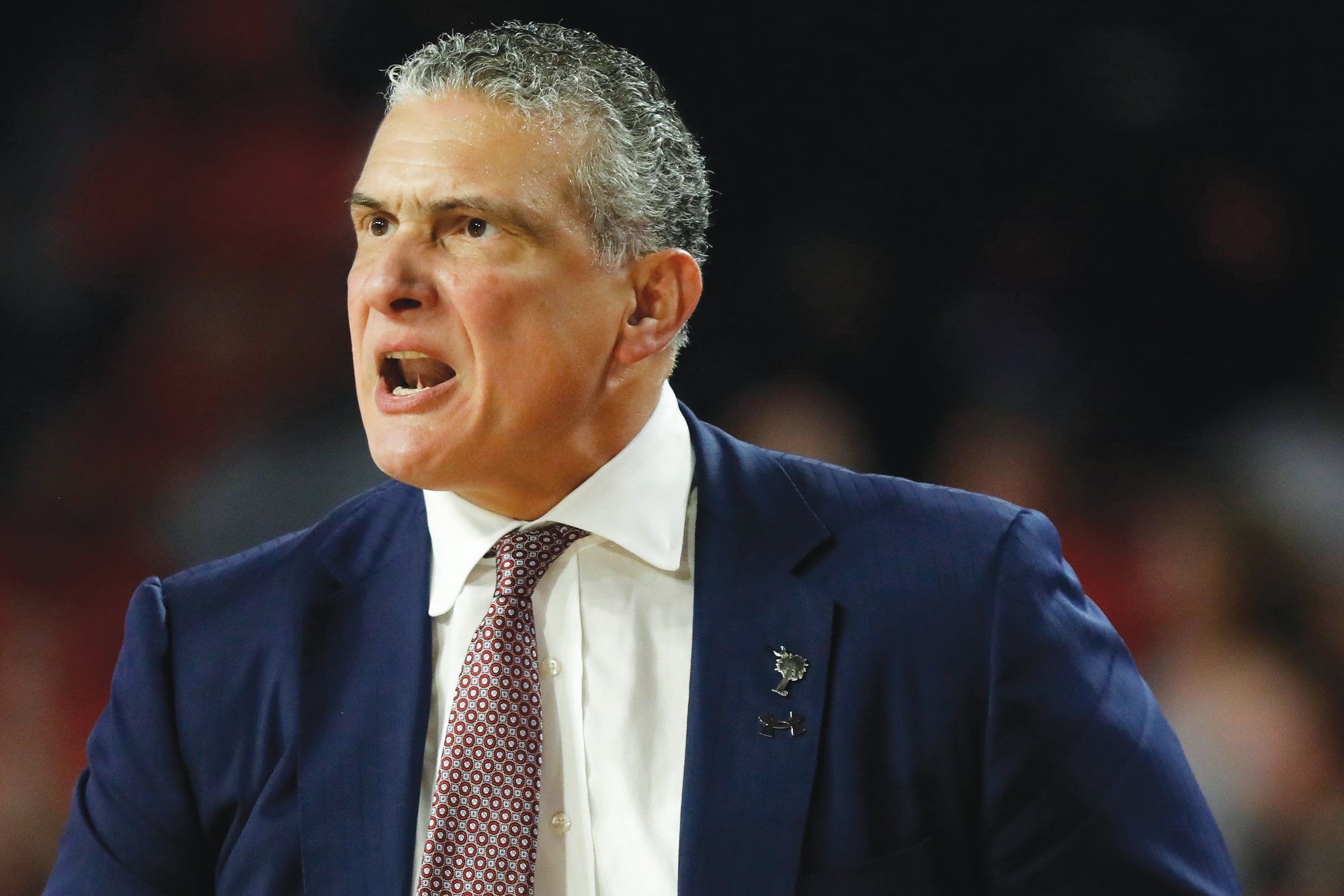 South Carolina coach Frank Martin reacts during the team's NCAA college basketball game against Georgia on Wednesday, Feb. 12, 2020, in Athens, Ga.