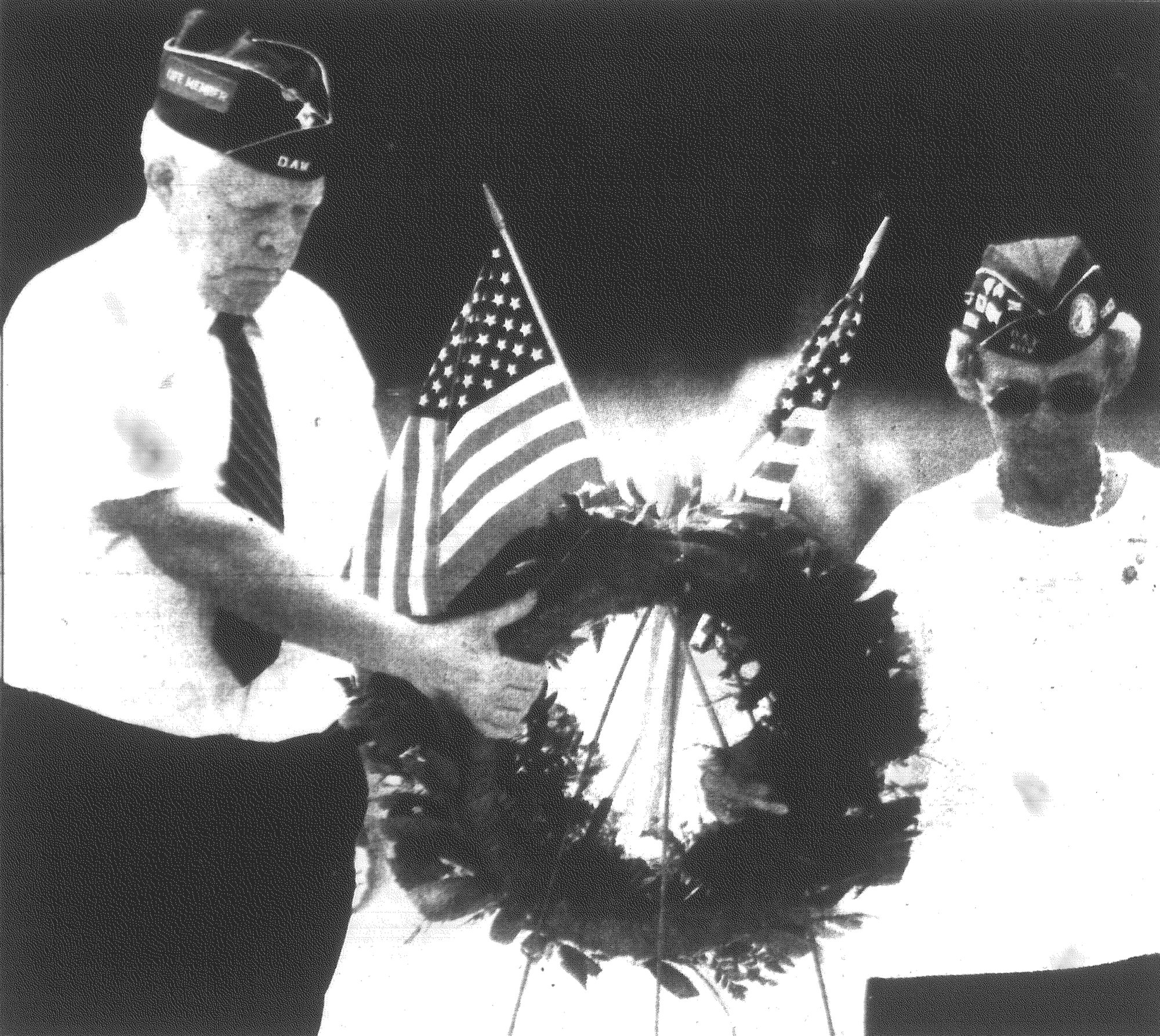 Disabled American Veterans Commander Joseph E. Barwick and Gisele Forest, a DAV auxiliary member, place a wreath at Evergreen Cemetery during a Memorial Day ceremony in 1991 in honor of those from Sumter County who gave their lives.