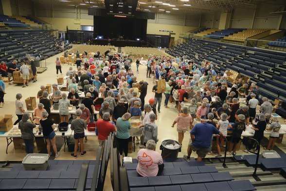 About 240 youth and 30 adults help prepare meals for overseas Saturday at "One Weekend" at Sumter County Civic Center. A total of 13 churches across Sumter participated in the discipleship weekend that leads into the Tony Evans Sumter Crusade, which is tonight through Thursday at the civic center. Music begins each night at 6:30 p.m. The crusade is a free event with no tickets required, but people are encouraged to arrive early.