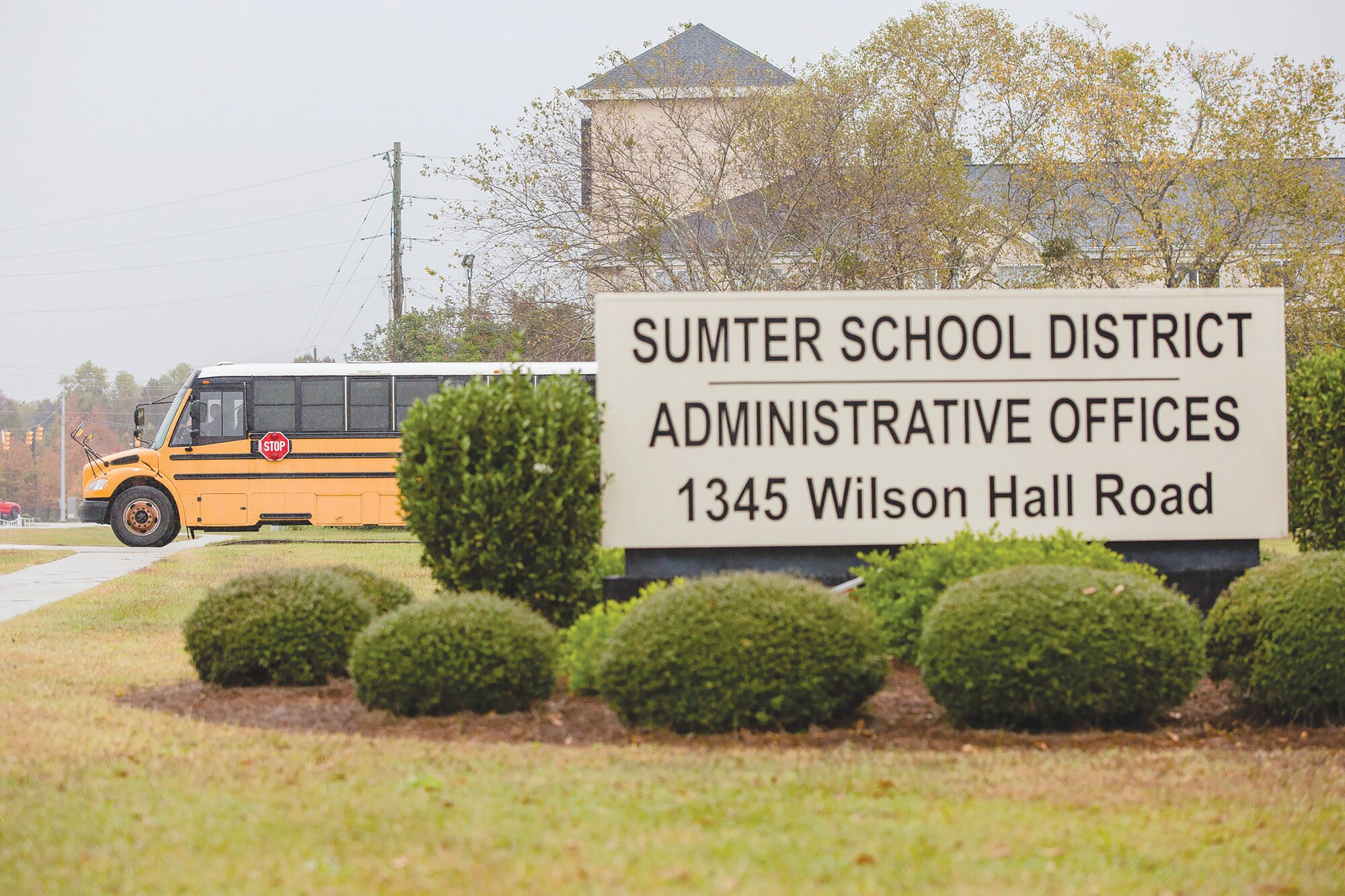 A Sumter School District school bus leaves the district office last year.