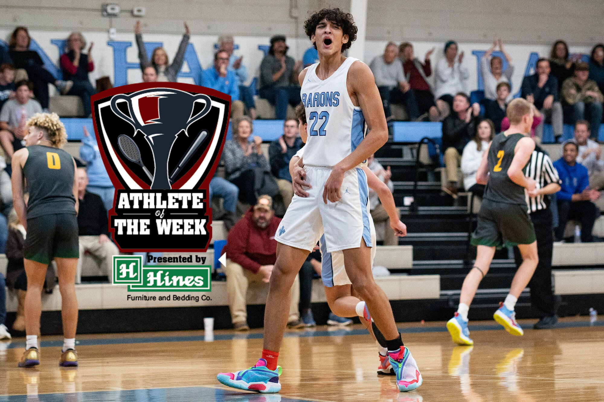 Wilson Hall's Daniel Burton averaged a double-double in three Baron victories last week, earning the Hines Furniture Athlete of the Week honors in the process.