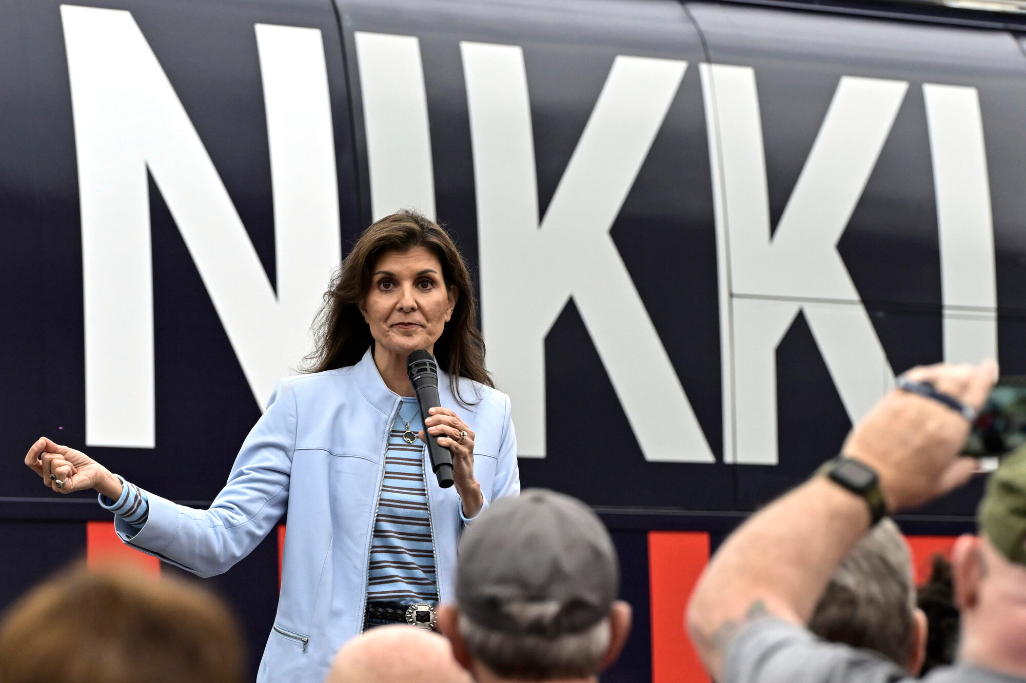 Republican presidential candidate former UN Ambassador Nikki Haley speaks at a campaign event in Greenwood, S.C., Saturday, Feb. 10, 2024.