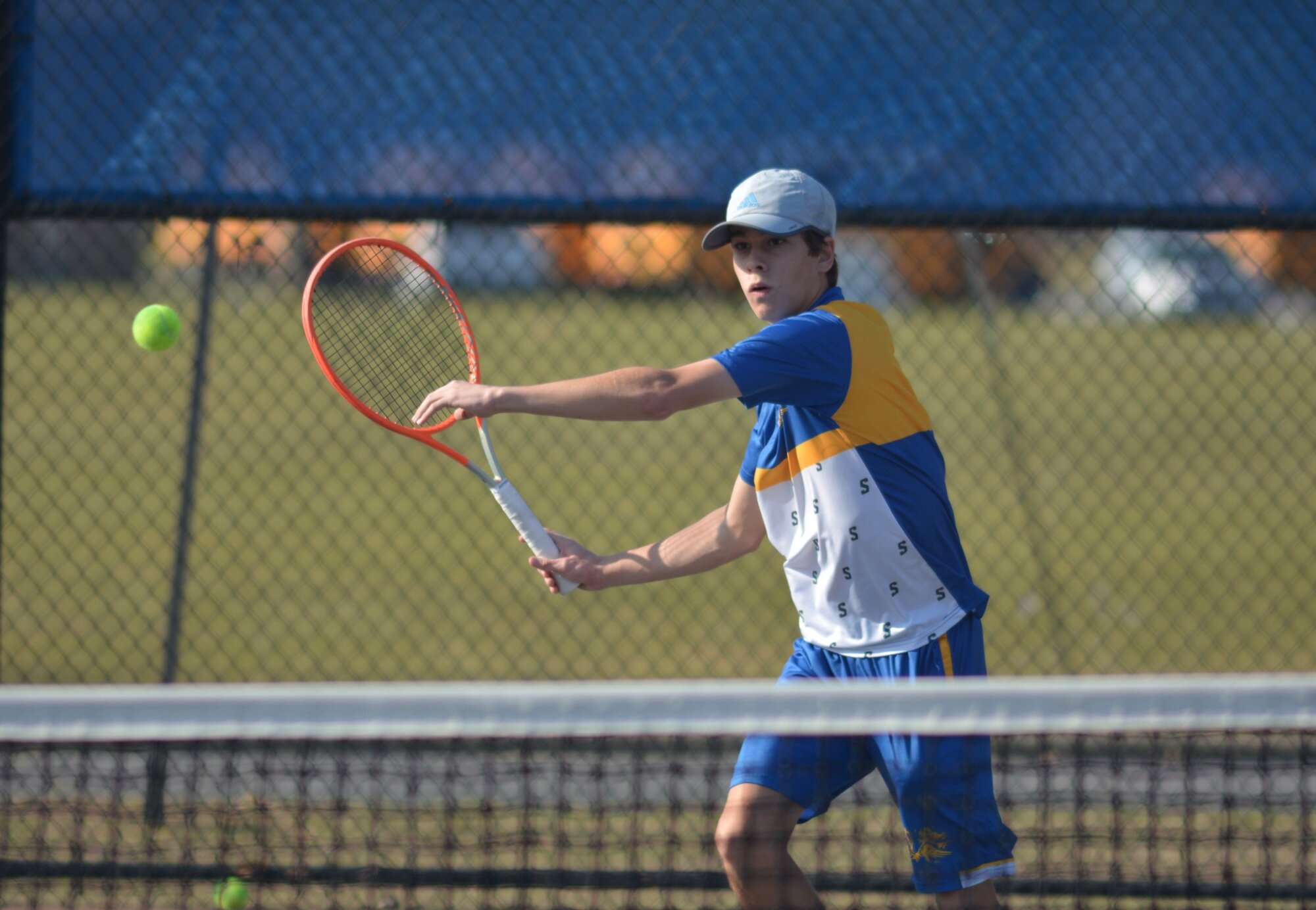 Sumter High's Colt Stanley plays a return against St. James on Tuesday.