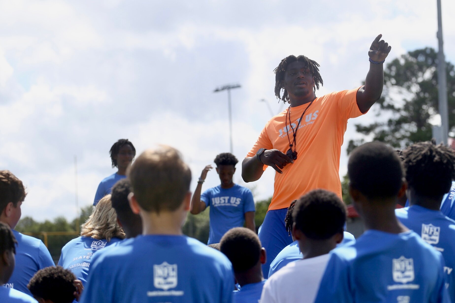 Former Sumter High star Justus Boone led his third-annual Just-Us youth football camp on Saturday.
