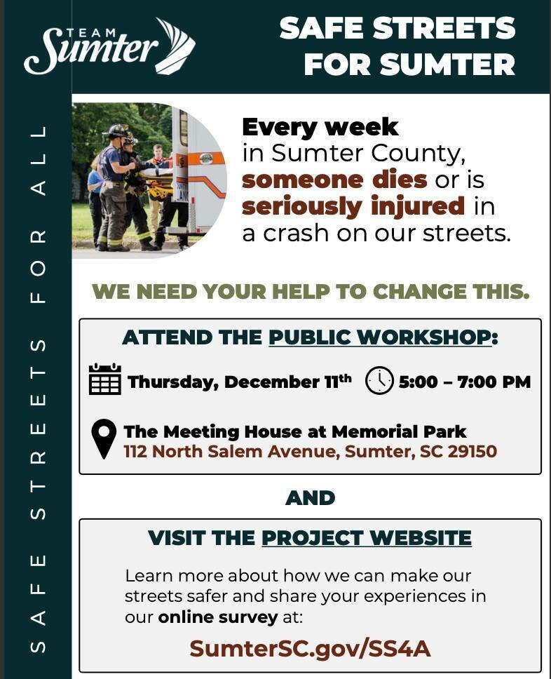 City of Sumter to host public workshop to share strategies on reducing traffic deaths, injuries - The Sumter Item